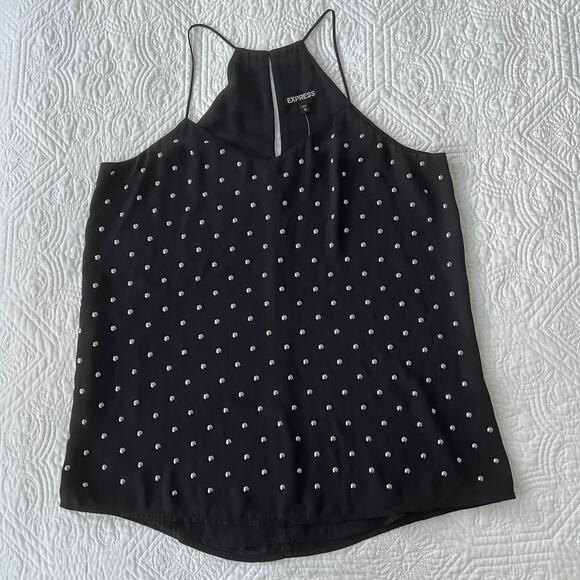 Express Studded V-Neck Tank Camisole Keyhole Back Black Sleeveless Blouse M NWT - Picture 7 of 8